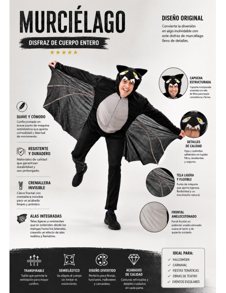 Costume di pipistrello taglia L | Costumi per adulti Il Re del Carnevale